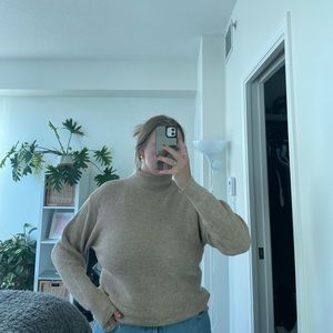 Knit beige turtleneck